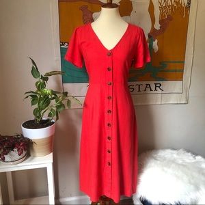 ‼️Old Navy Linen Blend V-Neck Button Front Dress